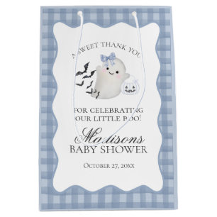 Blue Pastel Little Boo Ghost Baby Shower Favours Medium Gift Bag
