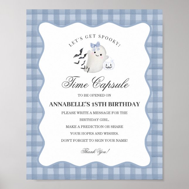 Blue Pastel Little Boo Ghost Time Capsule Game Poster (Front)