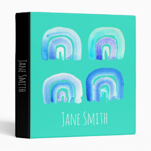 Blue Pastel retro rainbow Binder
