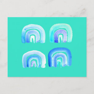 Blue Pastel retro rainbow Postcard