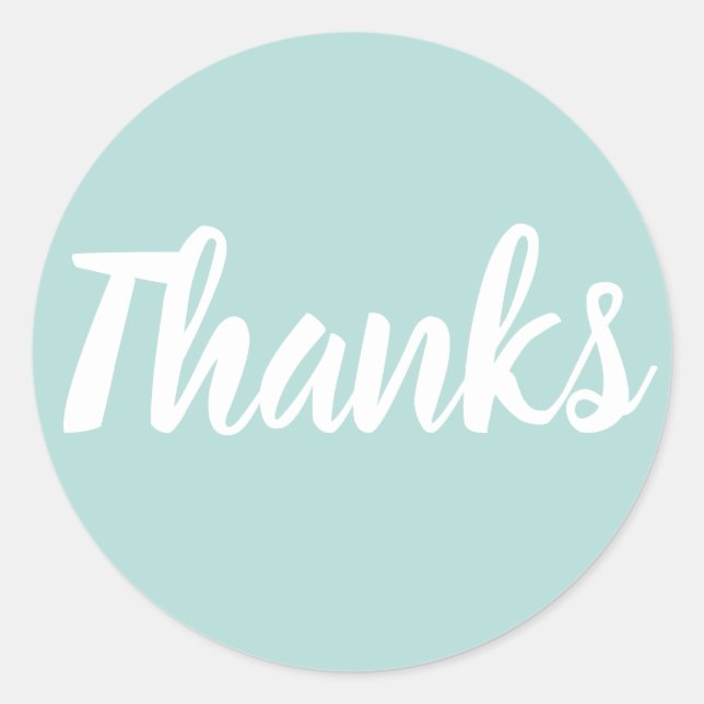 Blue pastel thank you simple business sticker (Front)