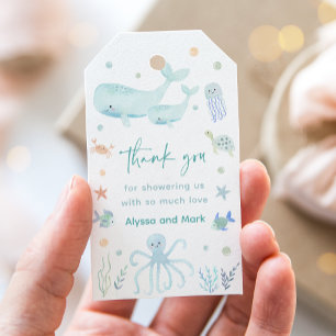 Blue Pastel Under the Sea Baby Shower Gift Tags