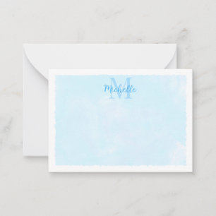Blue Pastel Watercolor All Occasion Monogram Card