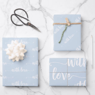 Blue Pastel With Love Wrapping Paper Sheets