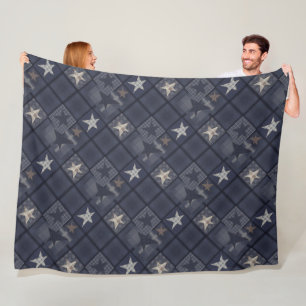 Blue patchwork fleece blanket