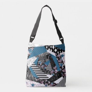 Blue patchwork, popular, patchwork, folk, rustic, crossbody bag