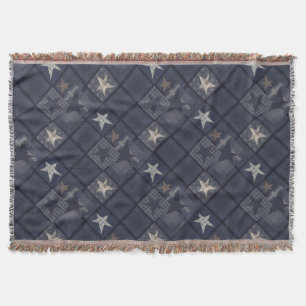 Blue patchwork throw blanket