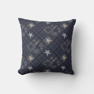 Blue patchwork throw pillow