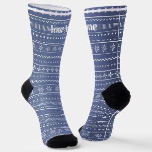 Blue patten   Custom Name Socks