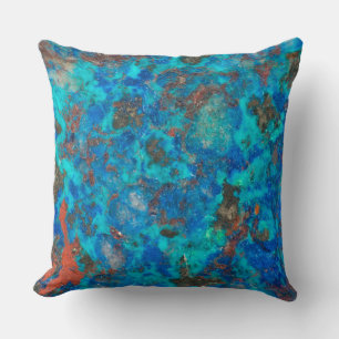 Blue patterened Shattuckite Throw Pillow