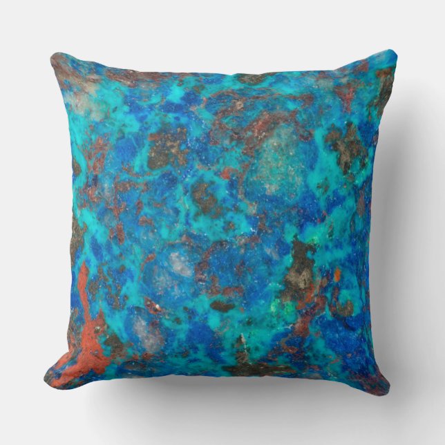 Blue patterened Shattuckite Throw Pillow (Front)