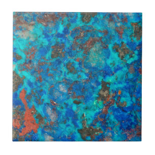 Blue patterened Shattuckite Tile