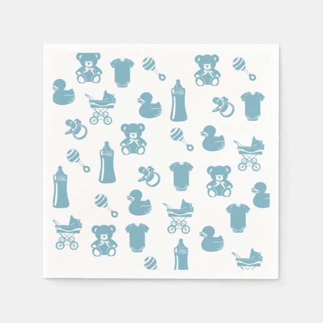 Blue Pattern Baby Shower  Napkin (Front)