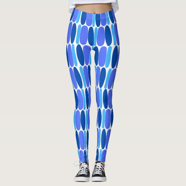 Blue Pattern Colourful Shapes Leggings (Front)