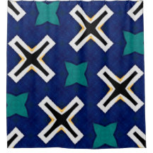 Blue Pattern Designed Shower Curtain