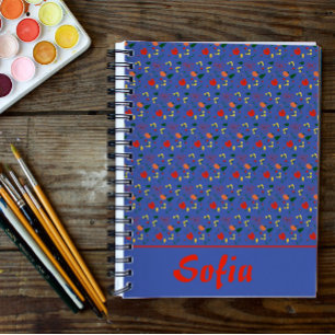 Blue pattern floral poppy wildflowers  planner