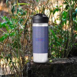 Blue pattern flower red poppy water bottle