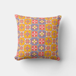 Blue pattern in cheerful colors throw pillow