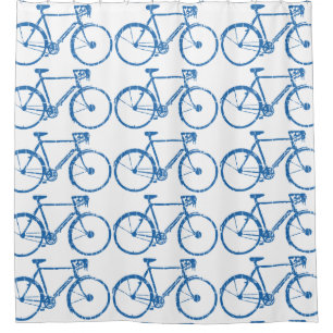 blue pattern of bicycles