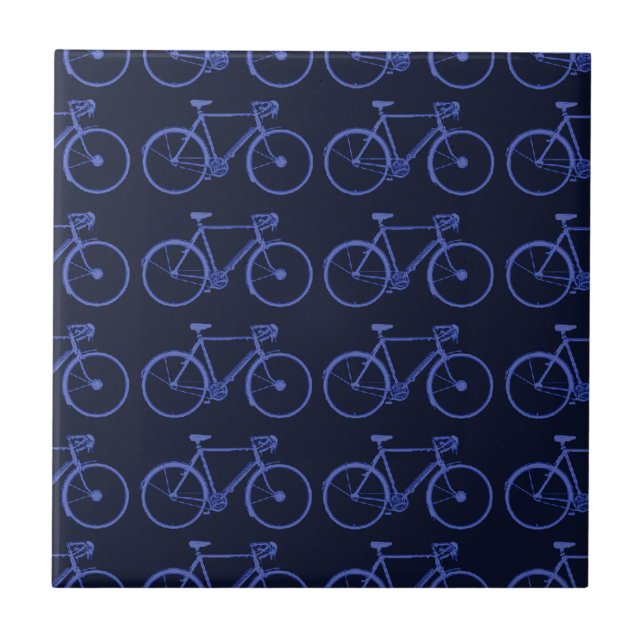 Blue pattern of bikes tile (Front)