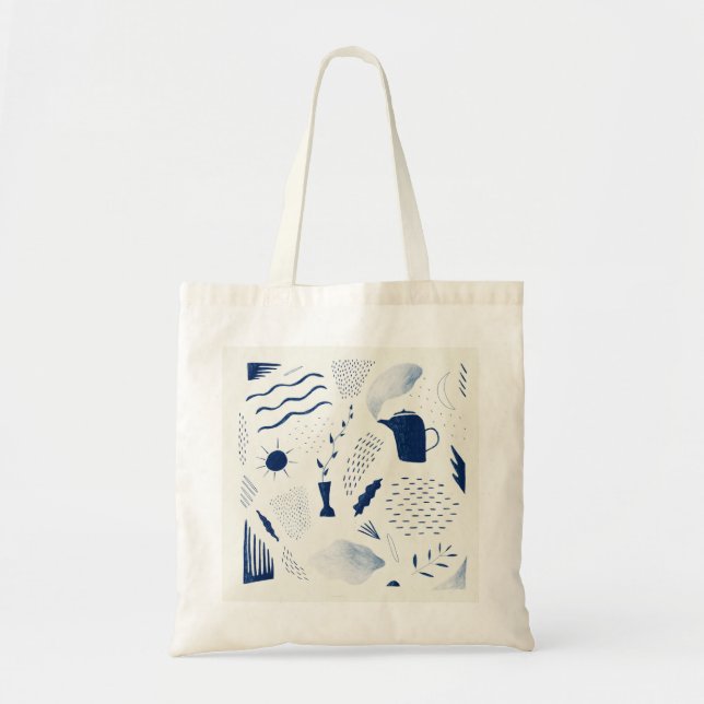 Blue pattern tote bag (Front)