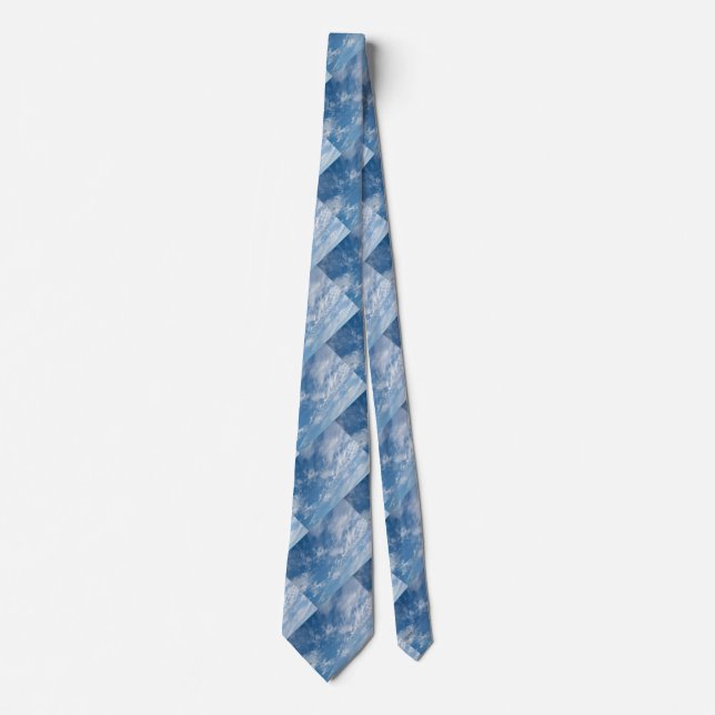 Blue Pattern White Clouds Tie (Front)