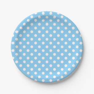 blue pattern with white polka dots  paper plate