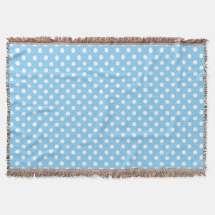 blue pattern with white polka dots  throw blanket