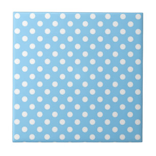 blue pattern with white polka dots tile