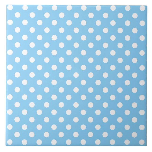 blue pattern with white polka dots  tile (Front)