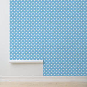 blue pattern with white polka dots wallpaper