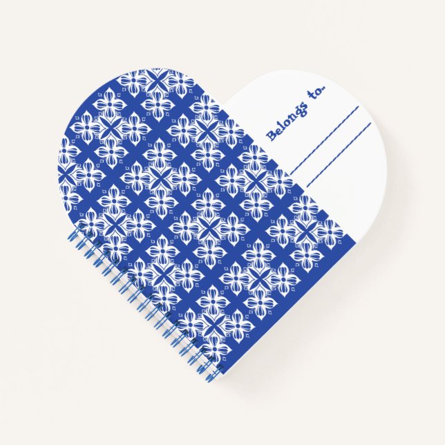 Blue patterned Heart Shaped NoteBook (Front)