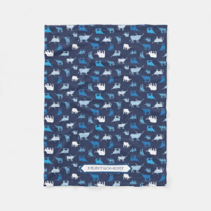 Blue Patterned Longhorns Pattern Fleece Blanket