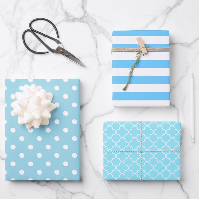 Blue Patterned Wrapping Paper Sheet (Front)