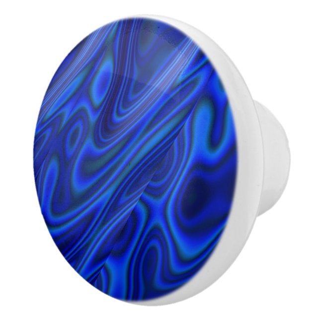 Blue Paua Abalone Shell Fractal Abstract Pattern  Ceramic Knob (Right)