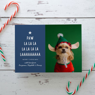 Blue Paw La La Pet Christmas  Holiday Card