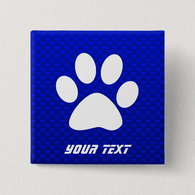 Blue Paw Print 2 Inch Square Button (Front)