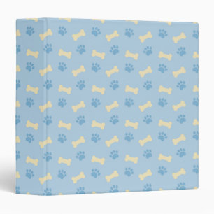 Blue Paw Print Bone Pattern Binder