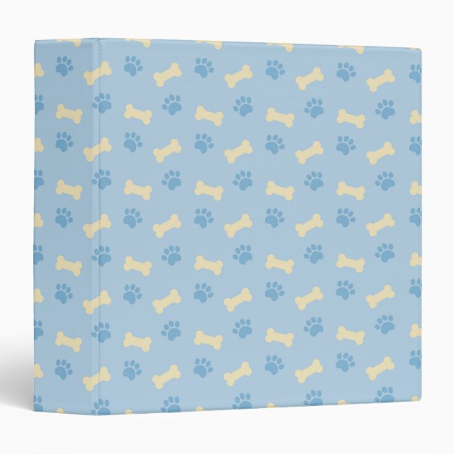 Blue Paw Print Bone Pattern Binder (Front/Spine)