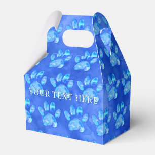 Blue Paw Print Custom Watercolor Custom Text Favor Box