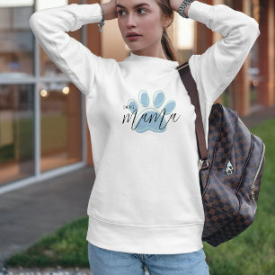Blue Paw Print Dog Mom Crewneck  Sweatshirt