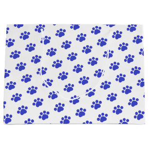 Blue Paw Print Pattern Large Gift Bag