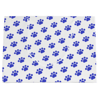 Blue Paw Print Pattern Large Gift Bag