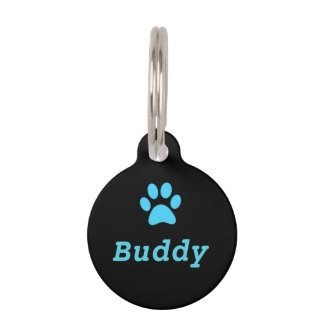 Blue Paw Print Pet Tag