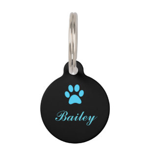 Blue Paw Print Pet Tag
