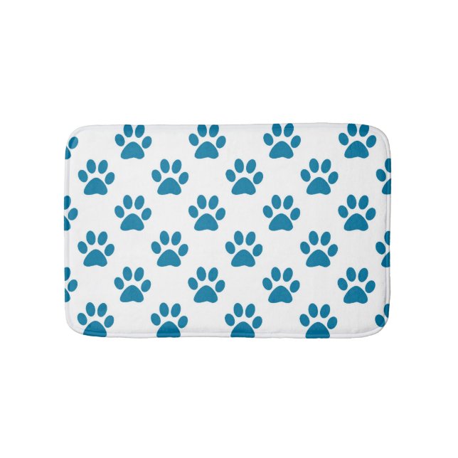 Blue paw prints bath mat (Front)