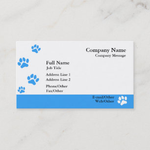 Blue Paw Prints Business Card Template