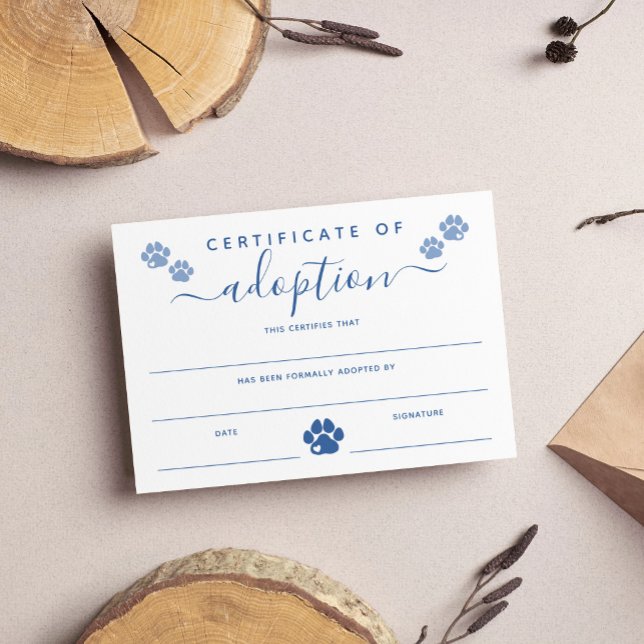 Blue Paw Prints Certificate of Adoption (Creator Uploaded)