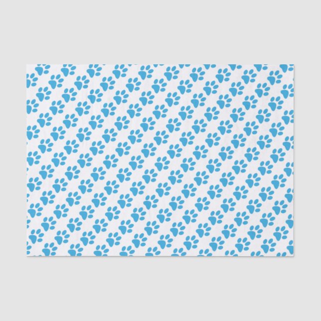 Blue Paw Prints Tissue Paper (Front)