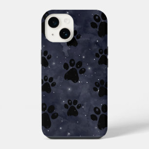 Blue Paw Stars Moon Watercolor iPhone 14 Case